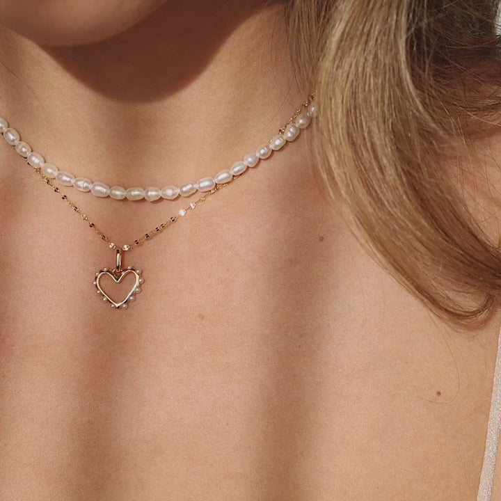 Classic Pearl Heart Charm