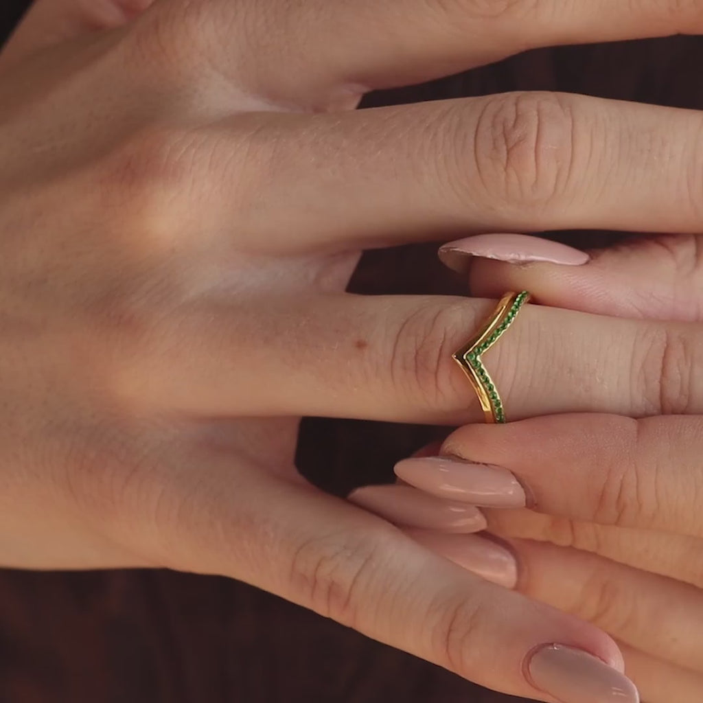 Chevron Birthstone Rings Set