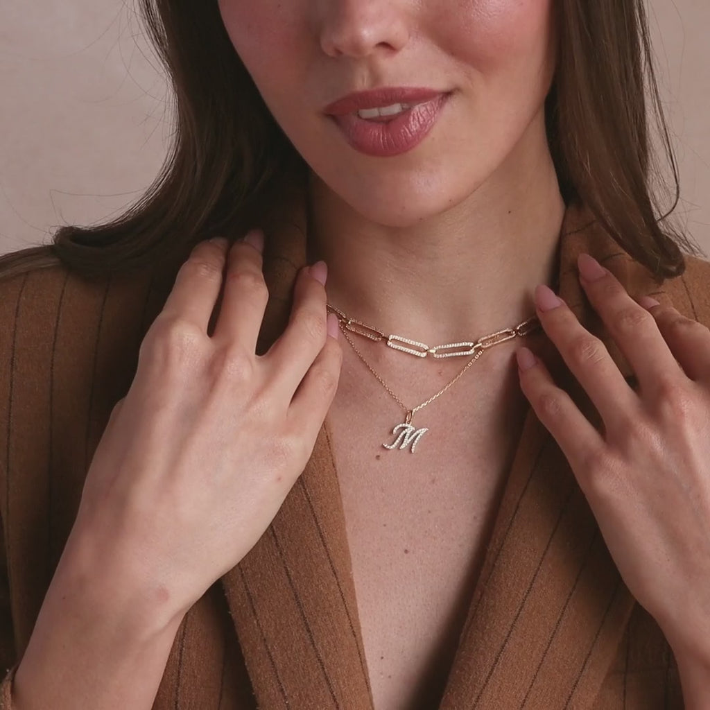 Large Pave Initial Necklace