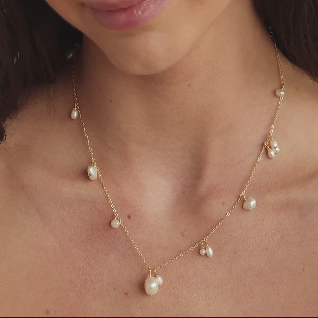 【新品未使用】baroque pearl combi necklace Baroque Pearl Drop Station Necklace | Caitlyn Minimalist