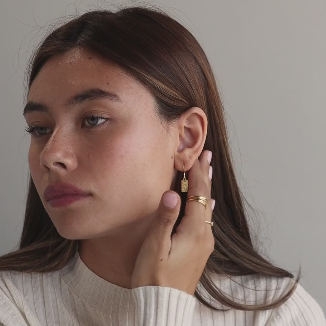 Rectangle Birth Flower Earrings