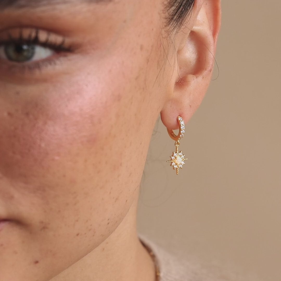 Pave Opal Star Huggies