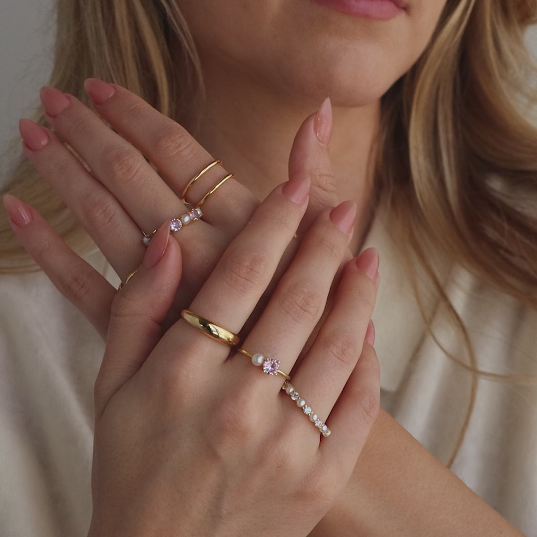 Birthstone & Pearl Lace Ring