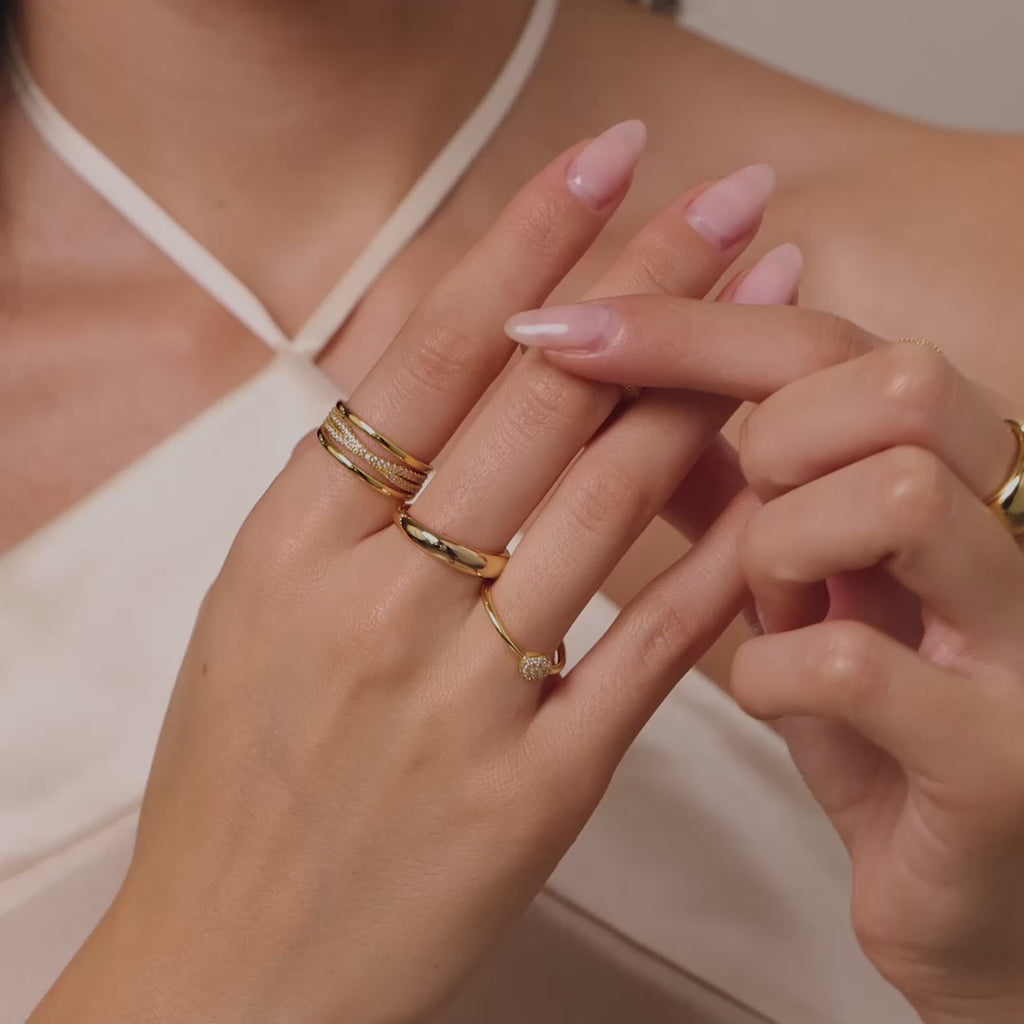 Sculpted Mixed Metal Link Ring