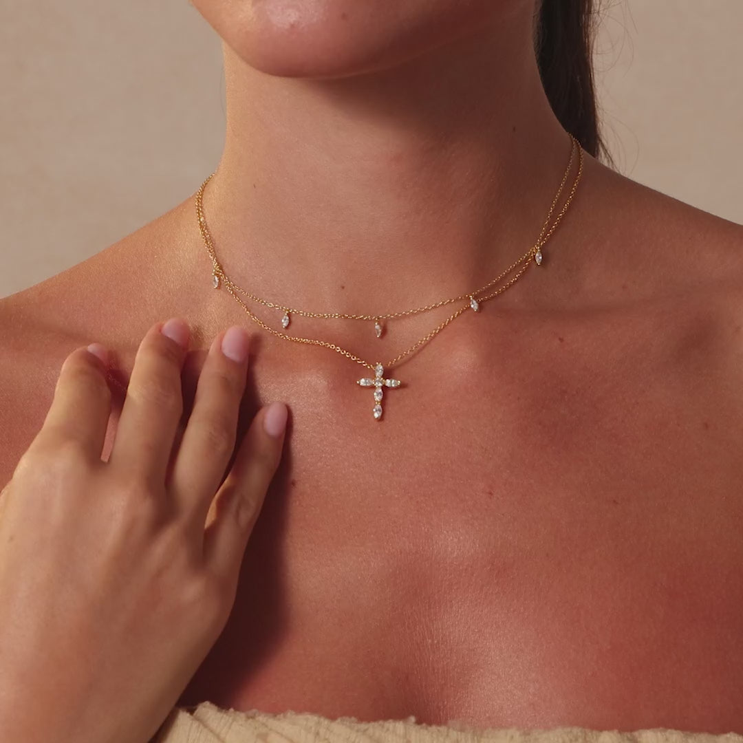 Marquise Diamond Cross Necklace