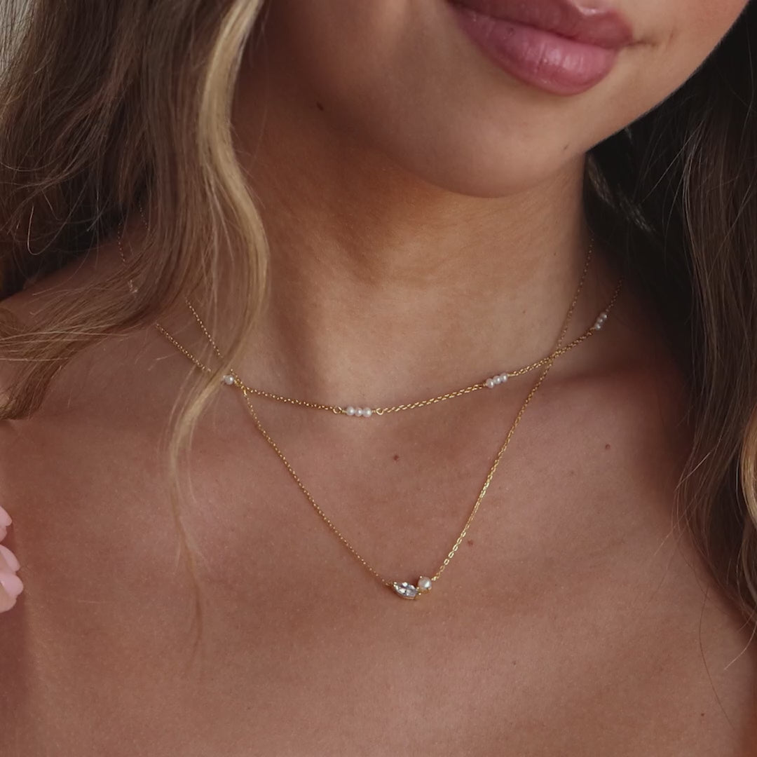 Marquise Birthstone & Pearl Necklace