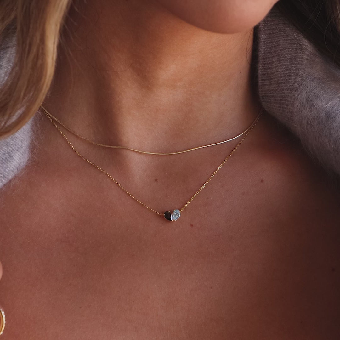Toi et Moi Teardrop Heart Necklace in 18K Gold