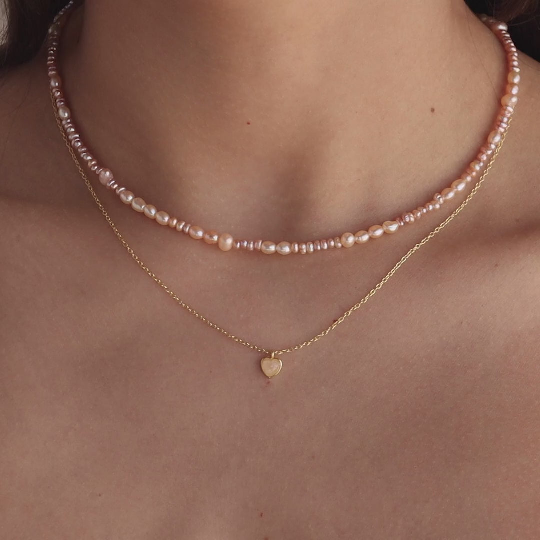 Tiny Rose Quartz Heart Necklace