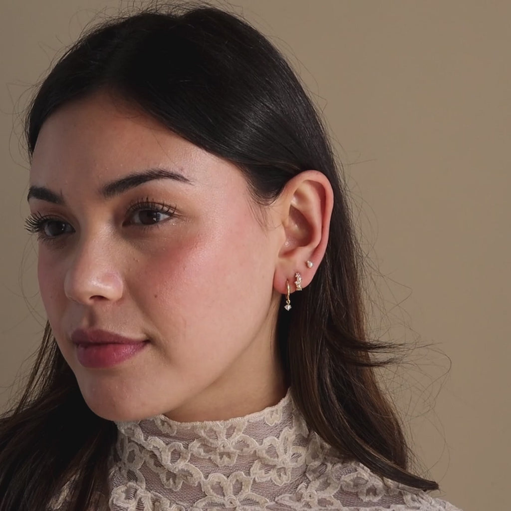 Pearl Diamond Cluster Huggies