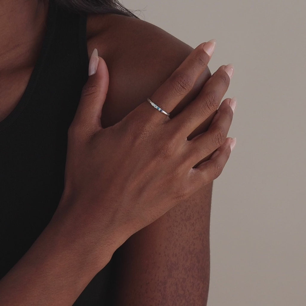 Mini Birthstone Ring in Sterling Silver