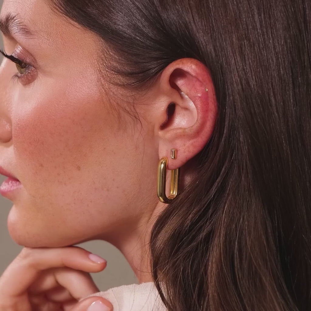 Chunky Link Hoops in Silver