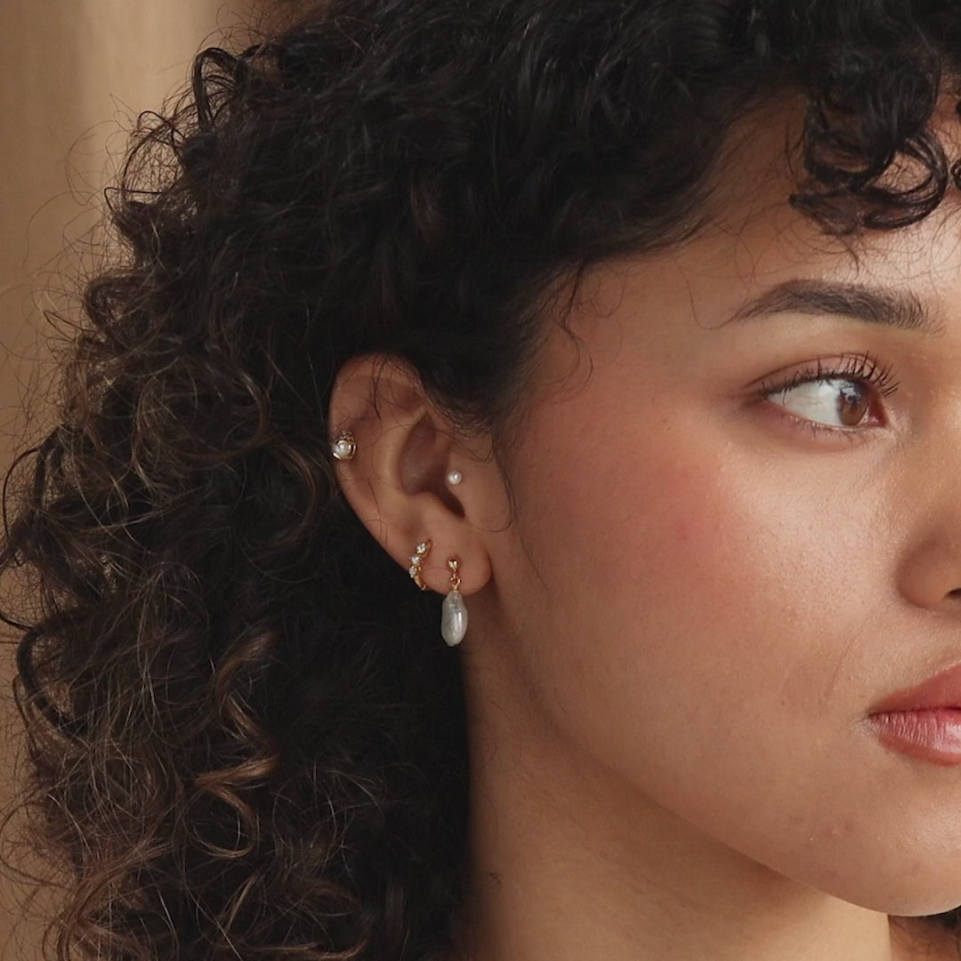 Round Pearl Drop Earrings