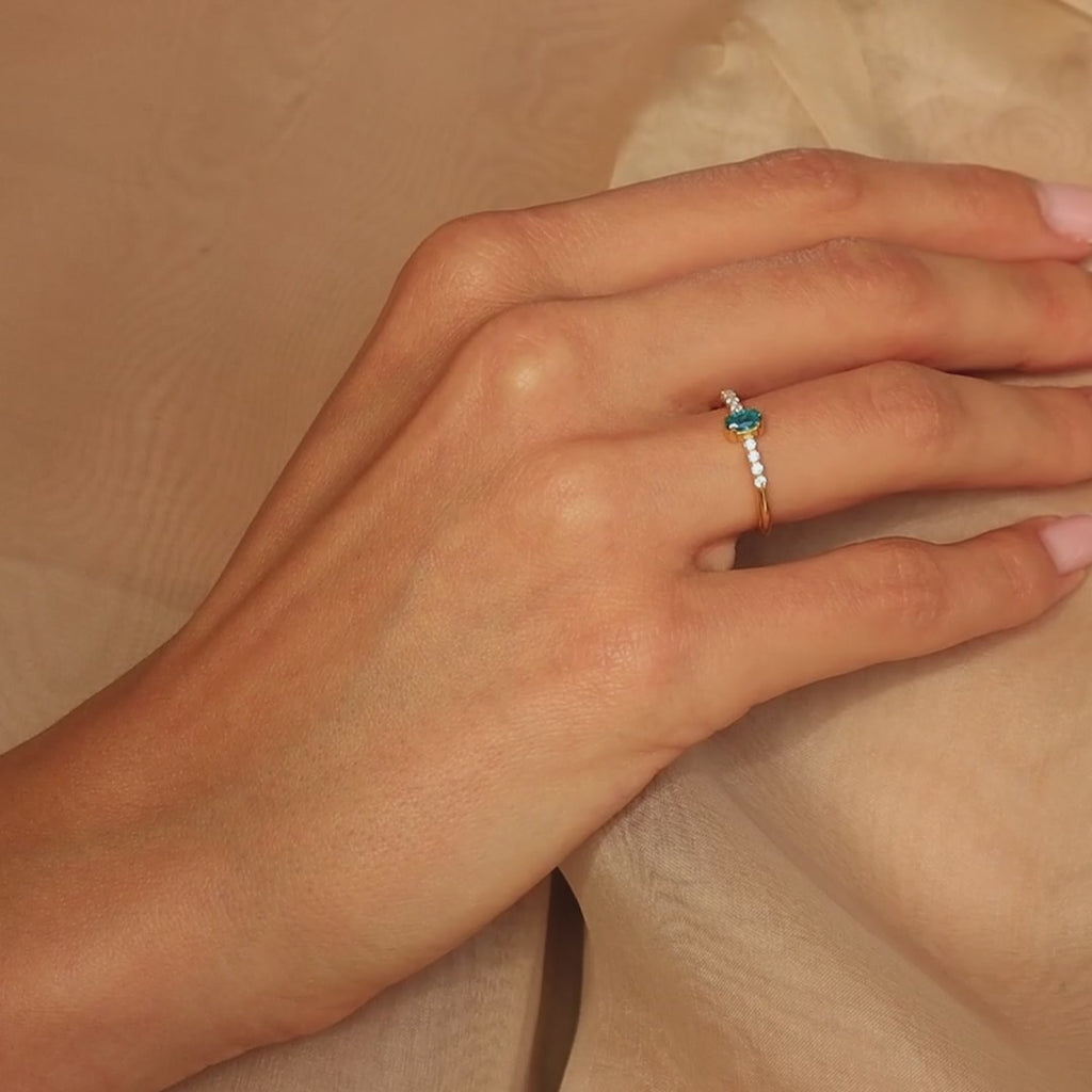 Pave Oval Birthstone Ring