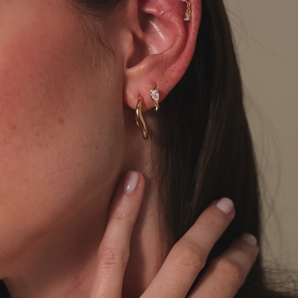 Organic Wave Earrings in 18K Gold