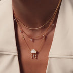 Diamond Pearl Rain Cloud Necklace in 18K Gold