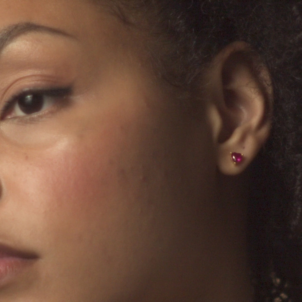 Ruby Heart Studs