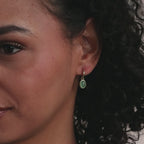 Jade Drop Hoops in Silver