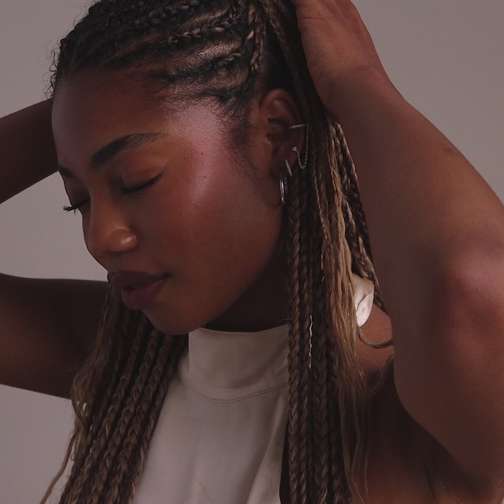 Pave Chain Ear Cuffs in Silver