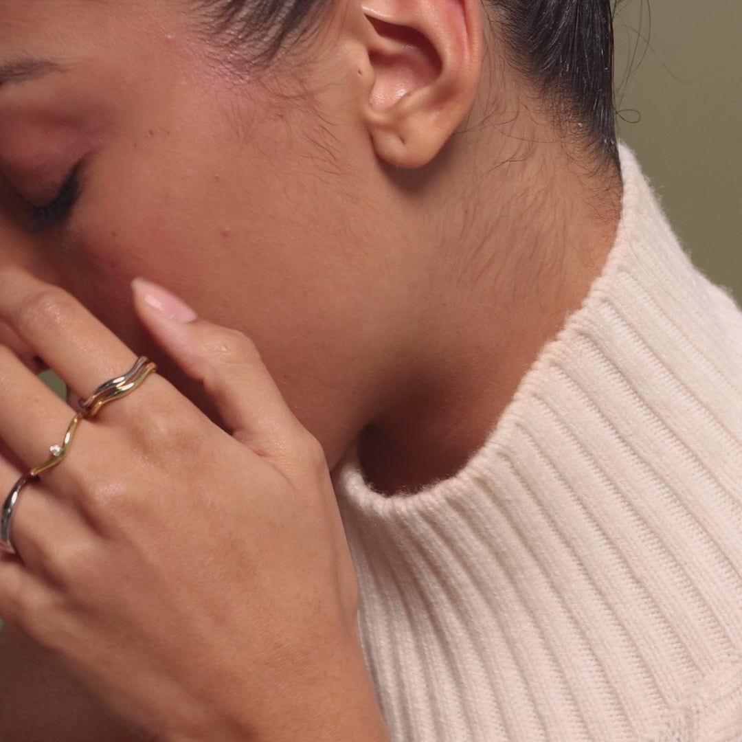 Mixed Metal Wave Ring Set