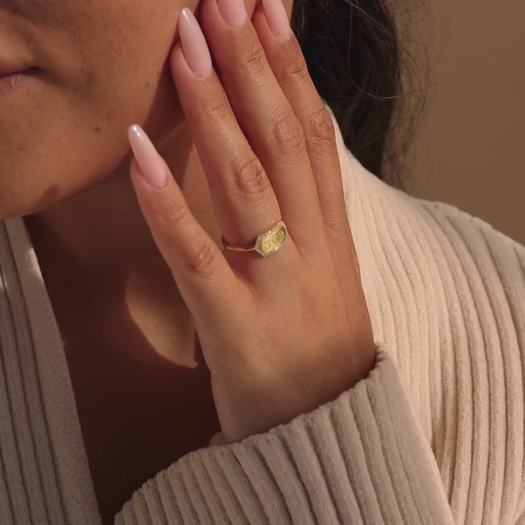 Custom Pave Hexagon Ring