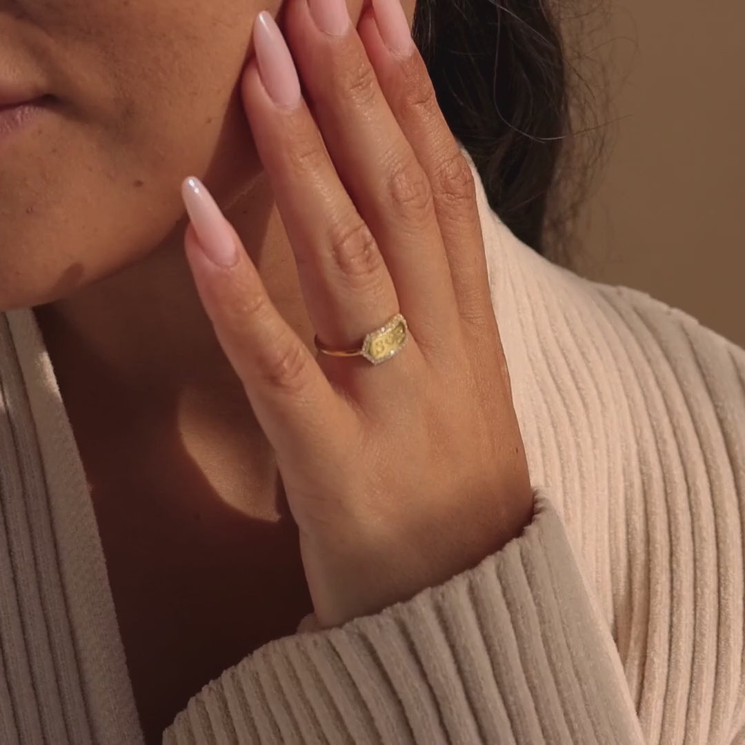 Custom Pave Hexagon Ring