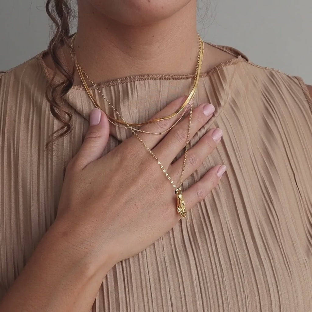 Evil Eye Birthstone Hand Necklace