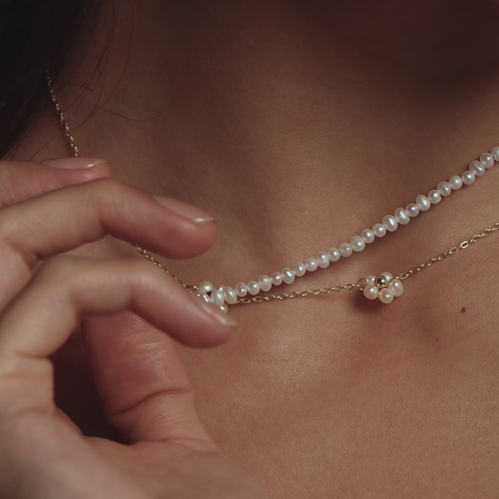 Summer Pearl Beaded Necklace in 18K Gold