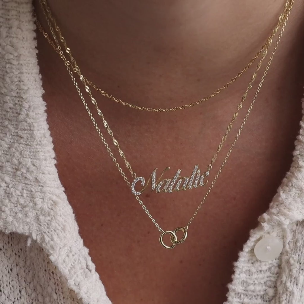 Collier à cercles entrelacés pavés