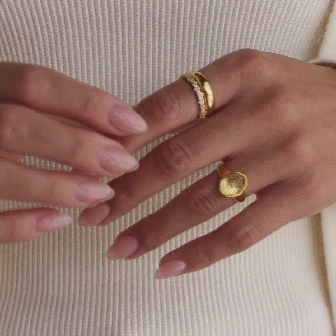 Organic Fingerprint Signet Ring in 18K Gold