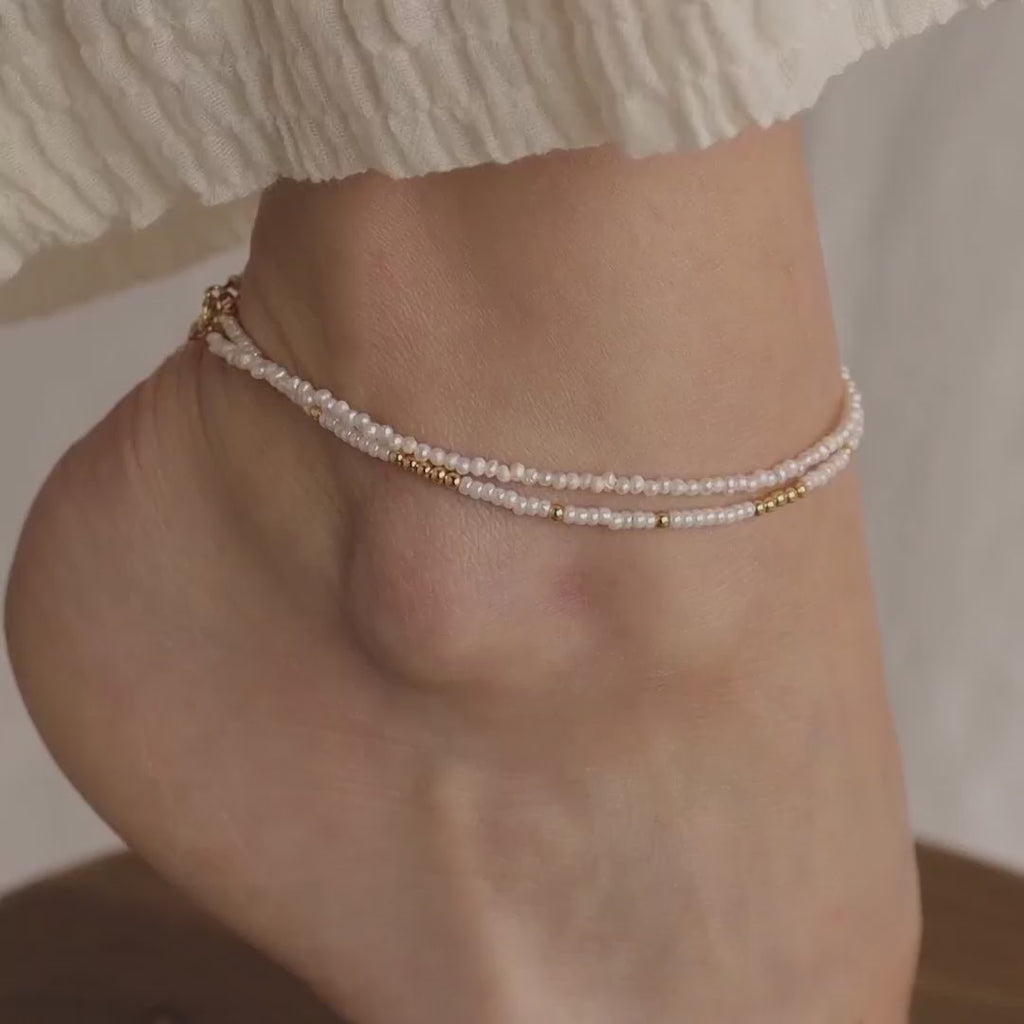 Dainty Pearl Beaded Anklet