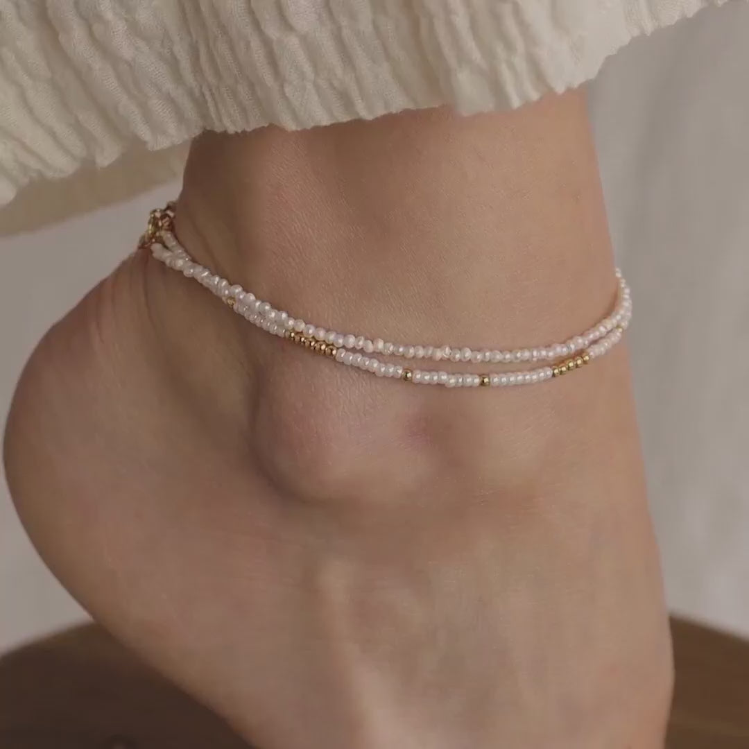 Dainty Pearl Beaded Anklet