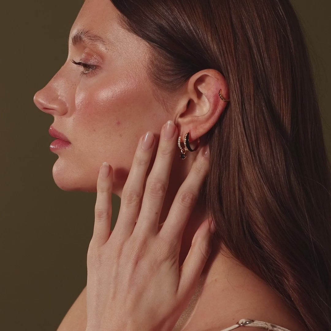 Noir Pave Dome Hoops