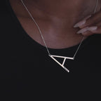 Large Sideways Initial Necklace in Sterling Silver