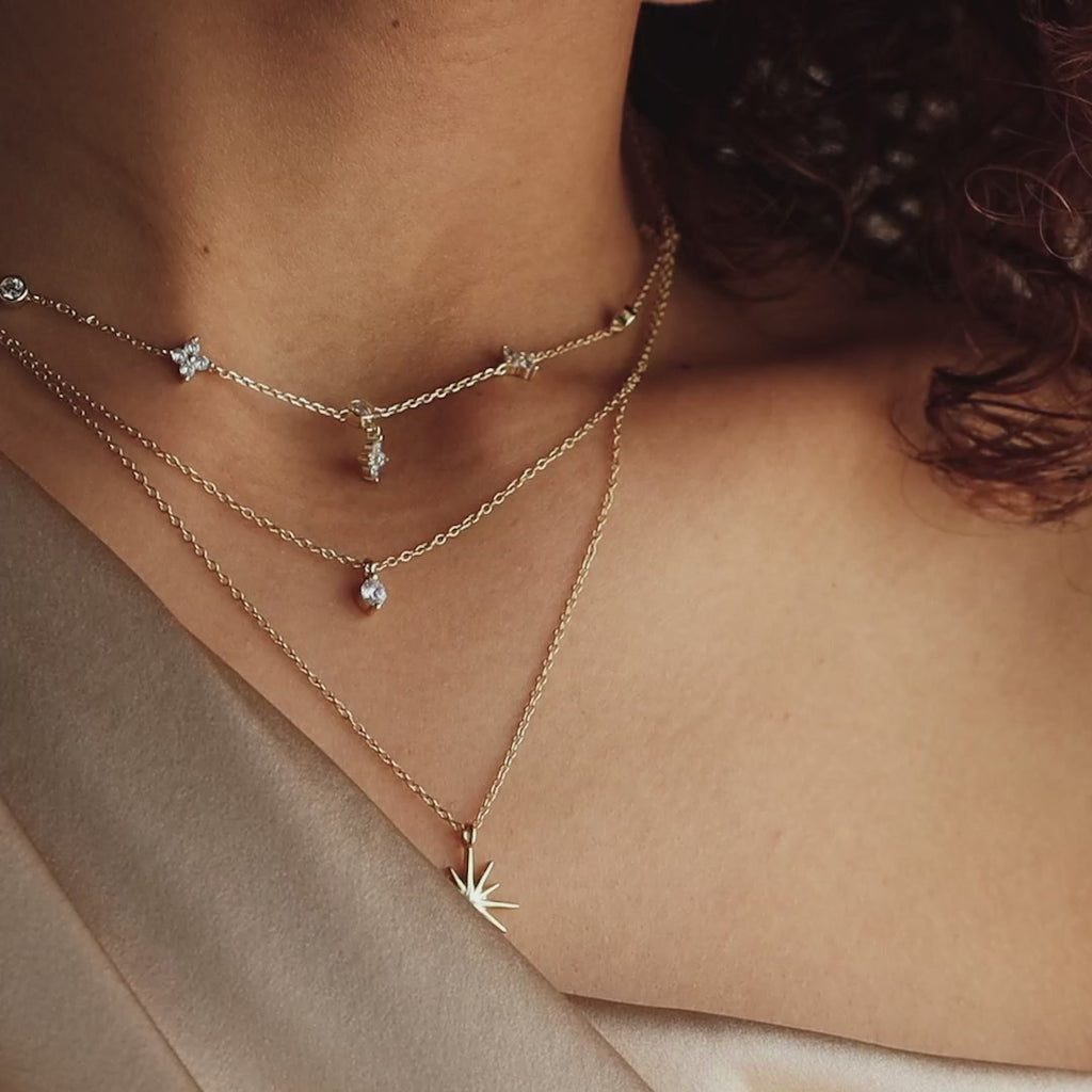 Ivy Diamond Station Necklace in Silver