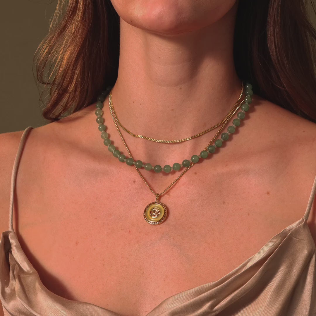 Aventurine Choker Necklace in 18K Gold