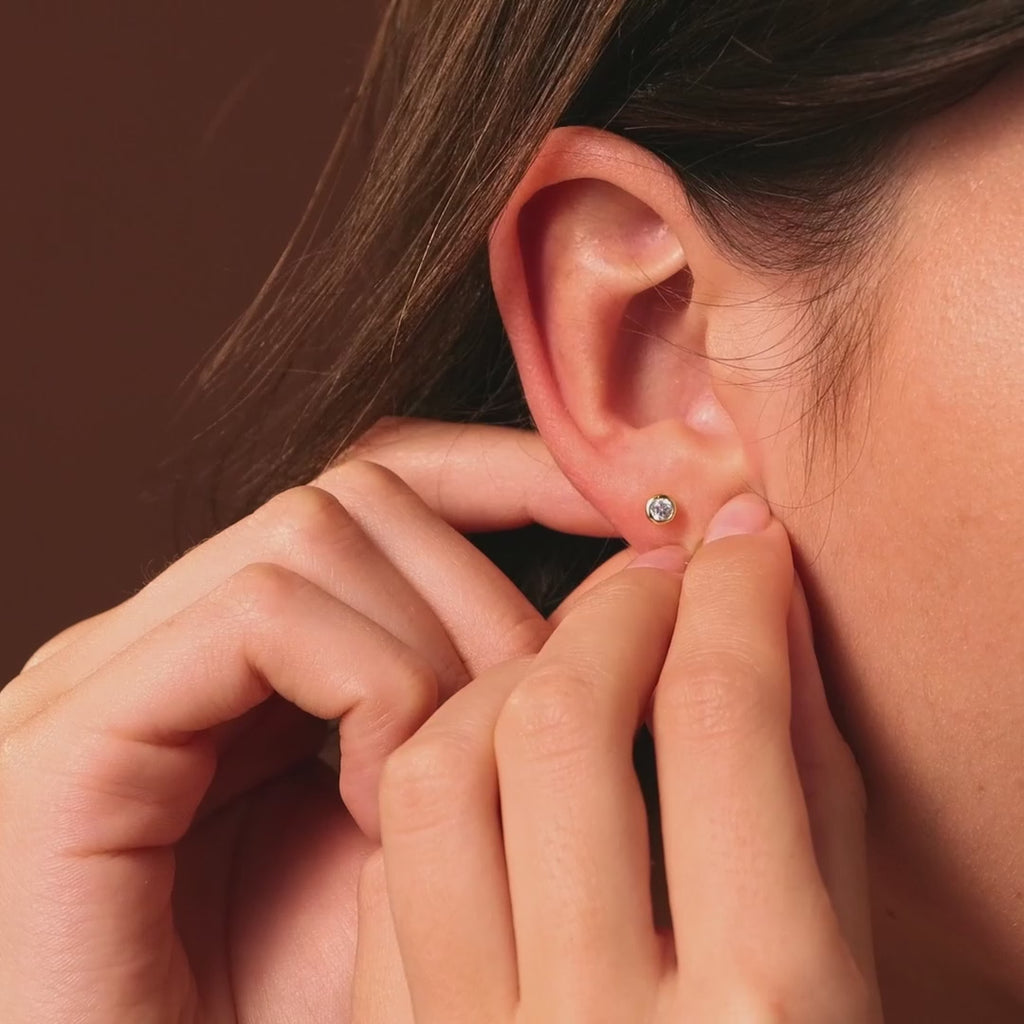 Diamond Baroque Pearl Studs in Silver