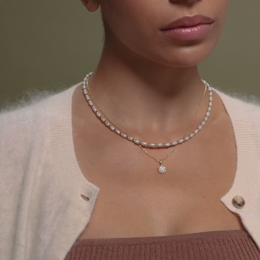 Diamond Poinsettia Necklace in 18K Gold