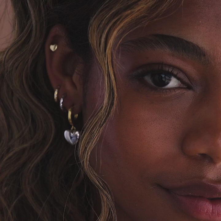 Mixed Metal Heart Huggies