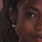 Mixed Metal Heart Huggies