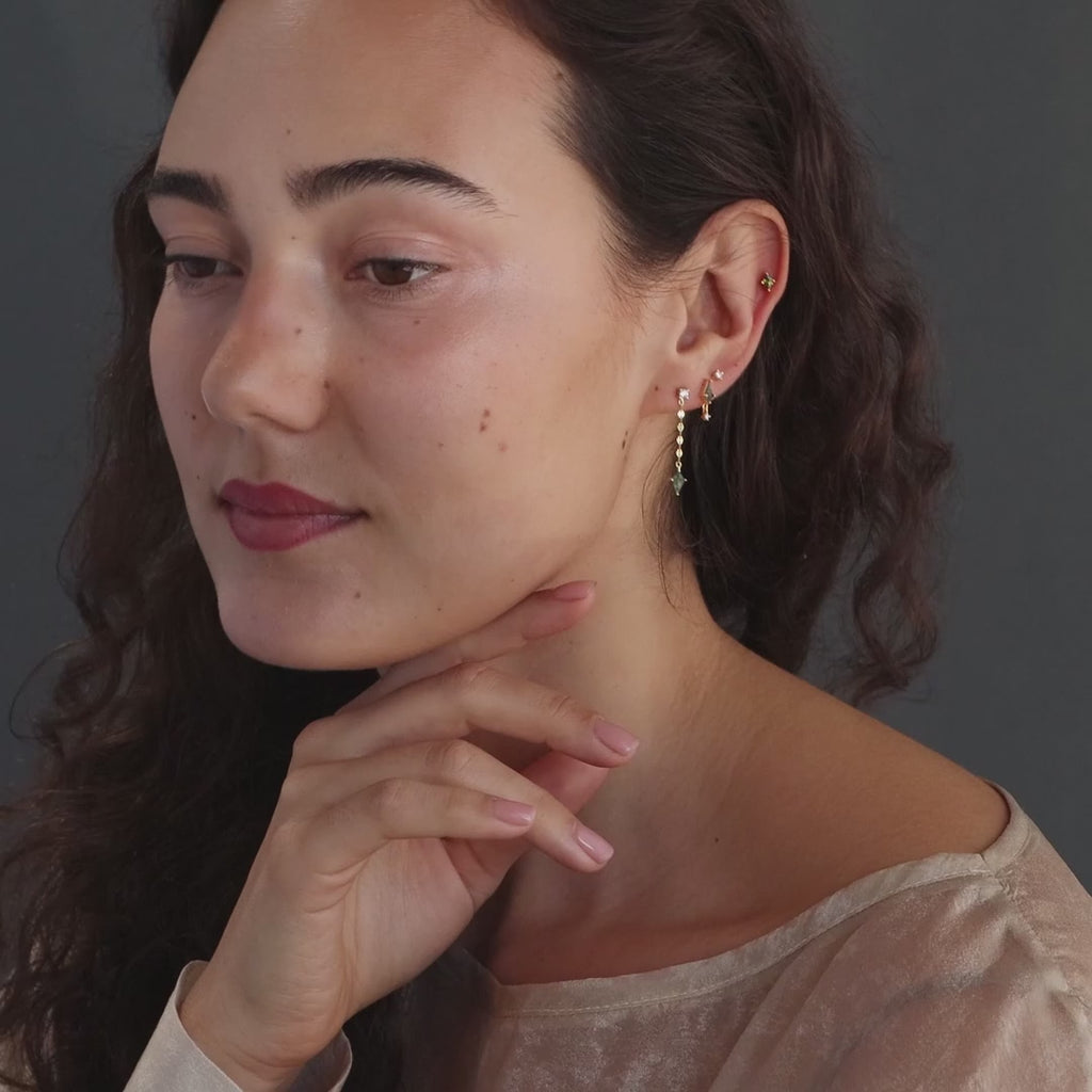 Agate Diamond Dangle Earrings