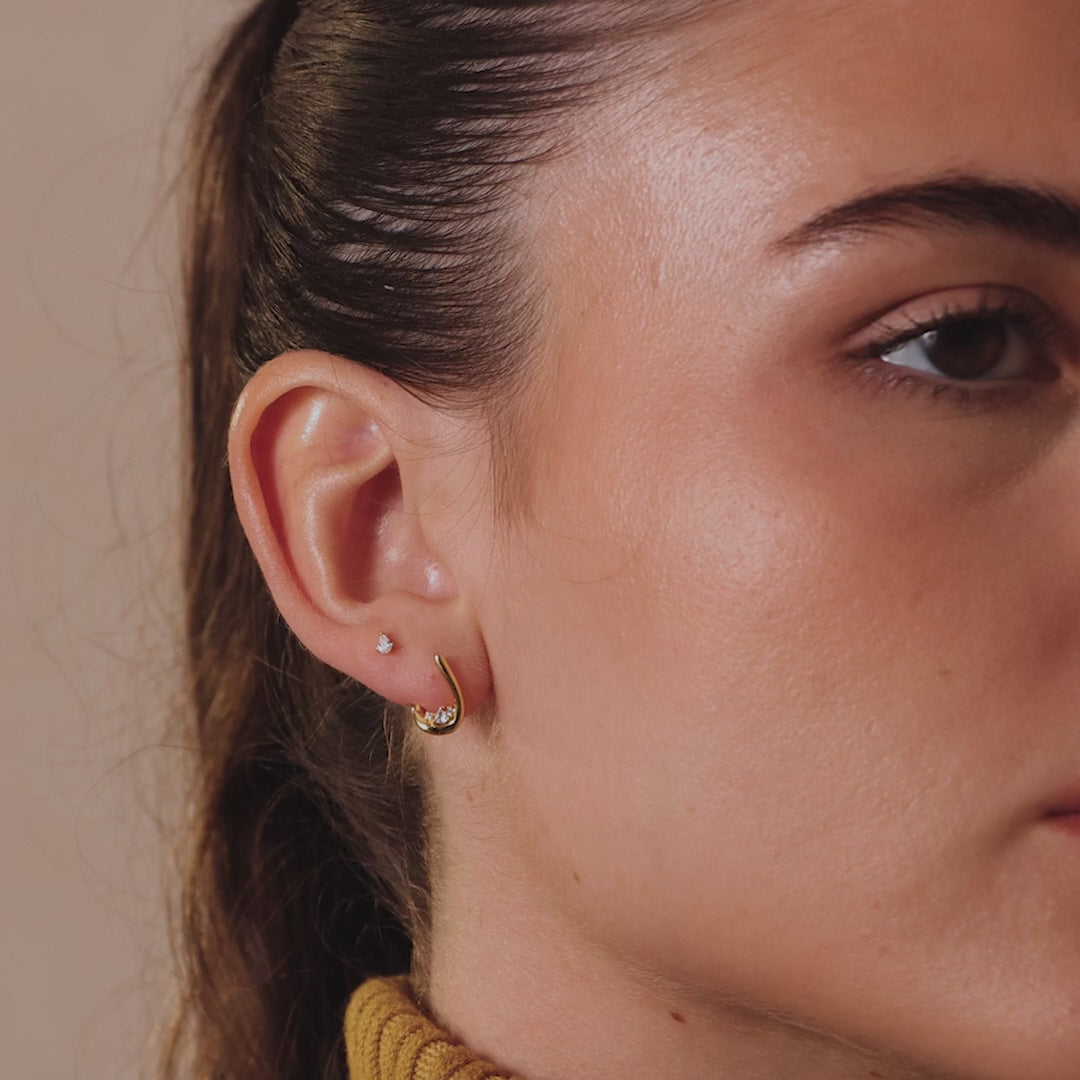 Curved Diamond Teardrop Hoops