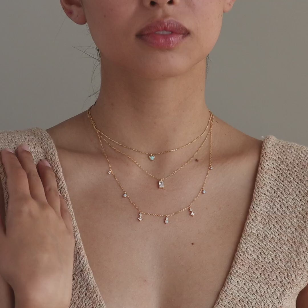 Opal Diamond Station Necklace