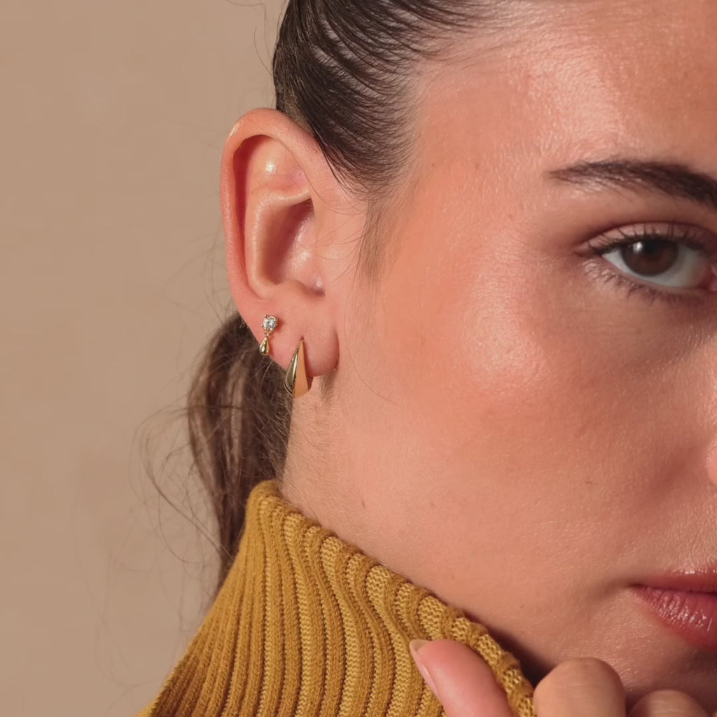 Diamond Droplet Studs in 18K Gold