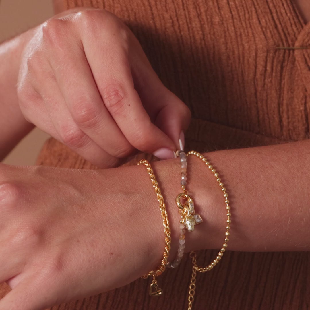 Sunstone Beaded Charm Bracelet
