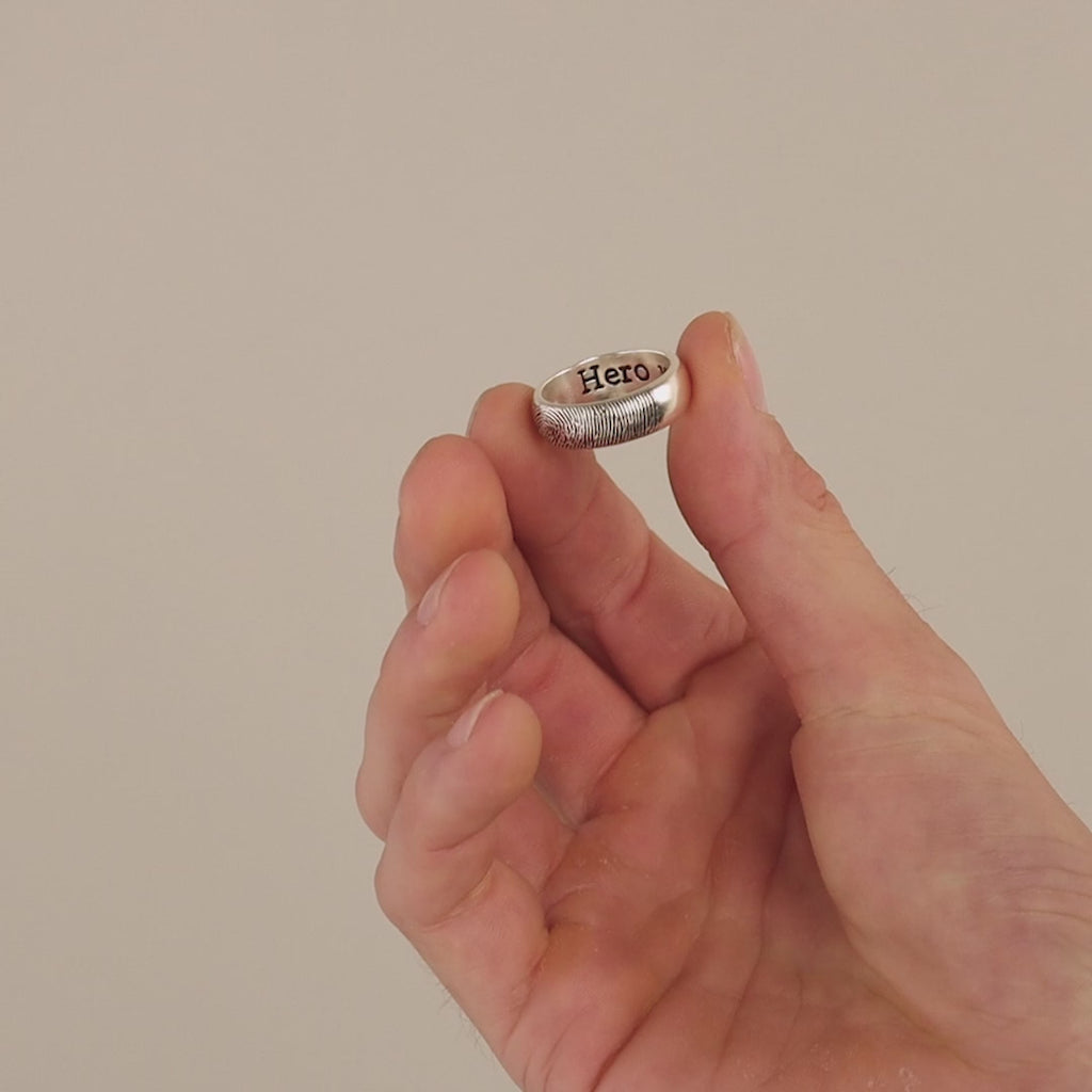 Thick Half Round Fingerprint Ring