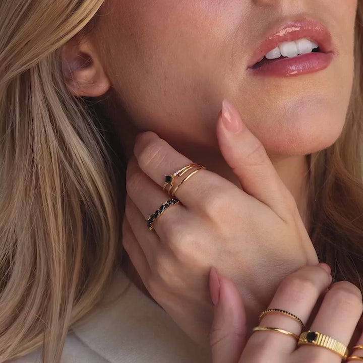 Staggered Marquise Garnet Ring