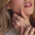 Staggered Marquise Garnet Ring