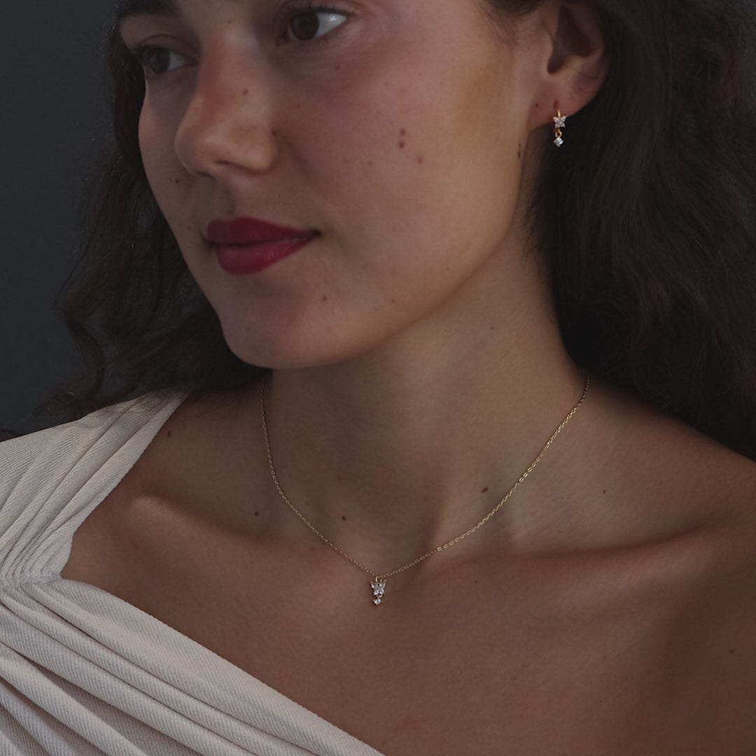 Diamond Butterfly Necklace & Earrings Set