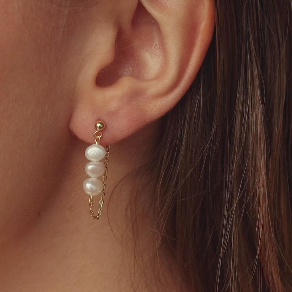 Triple Pearl Drop Earrings