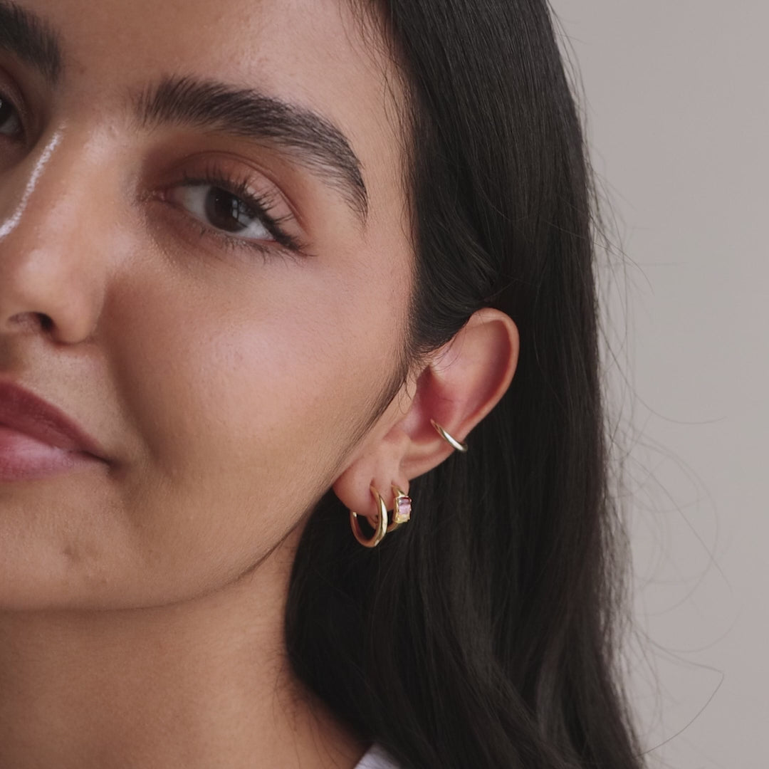 Multiple Baguette Birthstone Huggies